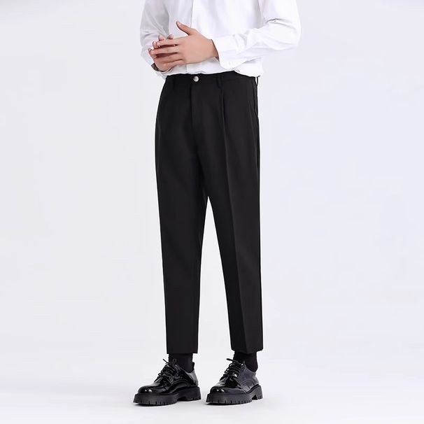 Men's Clothing Men's Small Straight Slightly Loose Trousers Men's Commuting Nine Point Casual Pants_viptrois.com