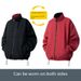Reversible Streetwear Jacket – Unisex Two-Sided Stand Collar Coat With Zip Closure (M-3XL, Black/White & Red/White & Black/Red)_viptrois.com