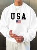 Men's Loose Casual Fashionable American Flag USA Print Round Neck Long Sleeved Sweatshirt Suitable For Autumn And Winter Wear_viptrois.com