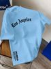 100% Pure Cotton Men's Summer Fashion Short Sleeved Los Angeles Letter Printed Casual Slim Fit Versatile Top_viptrois.com