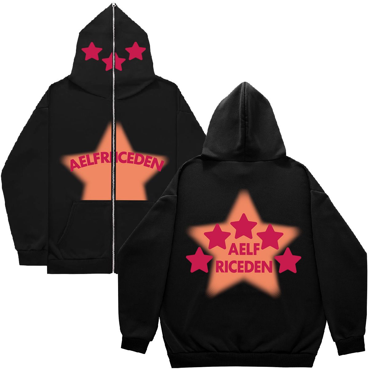 Hoodie Sweatshirt Gothic High Street Full Zipper Oversized Unisex Streetwear Y2 Jacket_viptrois.com