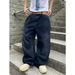 Men's Retro Washed Straight Leg Jeans Loose Fit Solid Color Casual Distressed Long Pants Hot Selling_viptrois.com