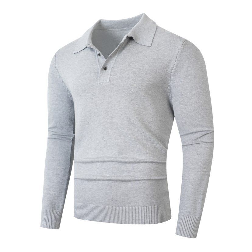 Men’s Button-Up Square Neck Knit Sweater – Spring/Autumn Casual Long Sleeve Pullover_viptrois.com
