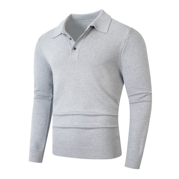 Men’s Button-Up Square Neck Knit Sweater – Spring/Autumn Casual Long Sleeve Pullover_viptrois.com
