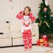 Christmas family home wear deer print round neck long sleeve pajamas set_viptrois.com
