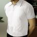 Men's 24 Solid Color Short Sleeve Trendy New Vertical Striped Turn-Down Collar Polo Versatile Elegant Button T-Shirt_viptrois.com
