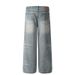 Men's Clothing Pleated Design Blue Washed And Distressed Wide Leg_viptrois.com