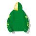 Men's Clothing Street Style Hoodie, Green And Yellow Color Block, FREEDOM Flame Print Fashion Hoodie_viptrois.com