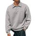 Men's Clothing Polo Shirt Solid Color Texture The United States Men's Lapel Long Sleeved Polo Shirt Tops_viptrois.com