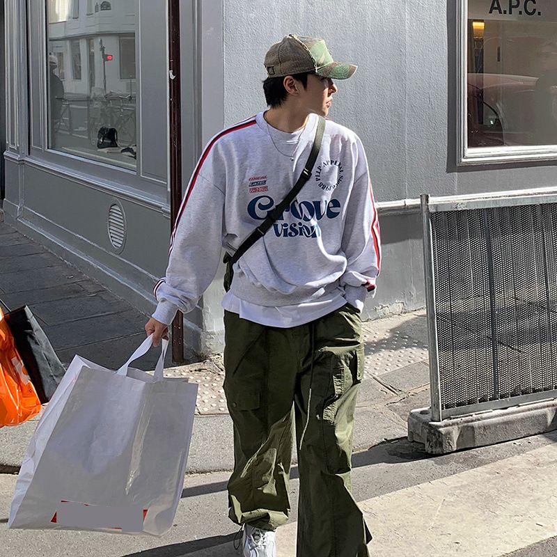 Men's Clothing MYQ Design Letter Printed Sweatshirt Men's Autumn and Winter Loose Cotton Top Style Pullover Jacket_viptrois.com