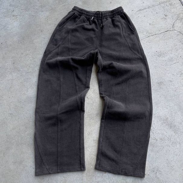 2025 High Quality Fashion European-USA Style Hip-Hop Sweatpants Women Men Mid Waist Washing Process Pure Color Casual Loose Sport Long Pants_viptrois.com