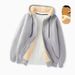 Men’s Fleece-Lined Zip-Up Hoodie – Winter Sherpa Pullover With Drop Shoulder Fit (Black/Grey, Oversized Streetwear, Sizes M-5XLPolyester Shell)_viptrois.com