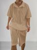 Men's Summer casual sweater suit men's summer woolen suit men's 2024 loose short-sleeved T-shirt shorts men's clothing_viptrois.com