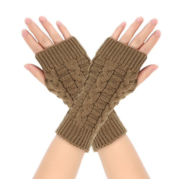 Unisex Twist gloves knitted wool half-fingered sleeves students write computer open-fingered gloves cross-border wool gloves_viptrois.com