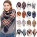 Unisex Thickened warm circle yarn bristle checkered square scarf scarf woman_viptrois.com