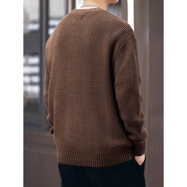 Loom Italian American Retro Henry Collar Sweater Men's Spring And Autumn Loose Casual Knitted Jacket Trendy Brand Top_viptrois.com