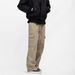 Men's Cotton Cargo Pants – Relaxed Fit Straight-Leg Workwear Trousers (Multi-Pocket, Adjustable Belt, Classic Khaki/Black)_viptrois.com