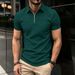 2026 Cross-Border Summer New Men's POLO Shirt Waffle Solid Color Short-Sleeve Zipper T-Shirt Top_viptrois.com