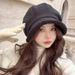 Women's Hats Autumn And Winter Warm Octagonal Painter Hat Versatile Large Head Circumference Fisherman Hat With Large Brim Dome_viptrois.com