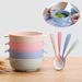 ToysMall 2Pcs/Set Baby Feeding Food Straw Handled Bowl Spoon Training Tableware_viptrois.com