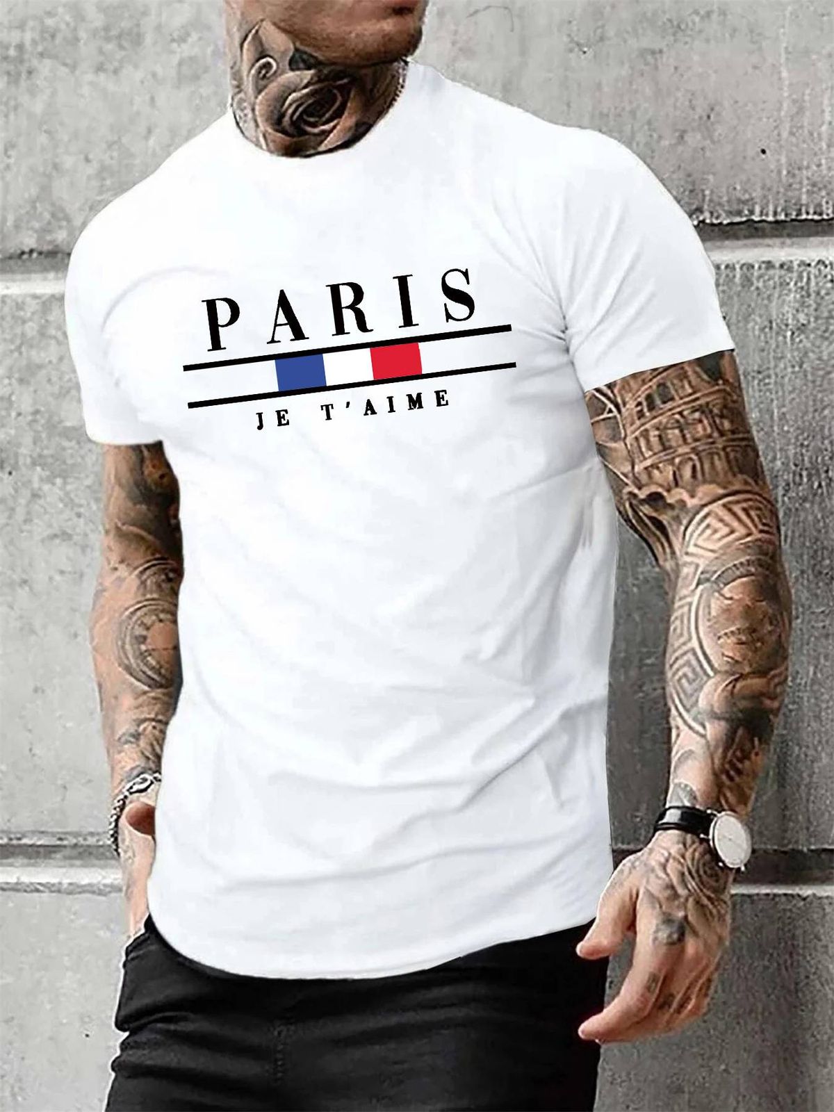 Men's Fashion Short-sleeved T-shirts Summer Slim-fit Pure Cotton Printed T-shirts Trendy Casual Versatile Tops_viptrois.com