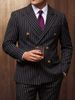 2pcs Men's Business Wedding Suit Set Striped Formal Tuxedo Outfit For Dinner And Ceremonies_viptrois.com
