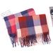 Unisex Cashmere red check double coloured checked tassel scarf for women with oversized scarf_viptrois.com