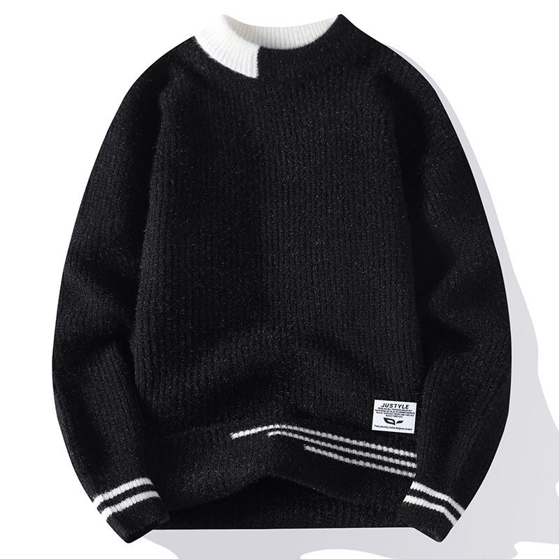 Men's Trendy Striped Knit Sweater – Versatile Pullover For Casual & Layering (White/Grey/Black/Brown, M-4XL)_viptrois.com