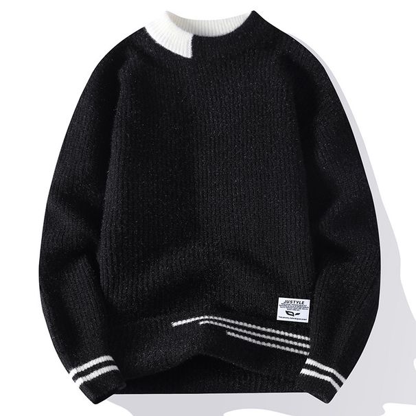 Men's Trendy Striped Knit Sweater – Versatile Pullover For Casual & Layering (White/Grey/Black/Brown, M-4XL)_viptrois.com