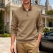 Men's Heavyweight Plaid Stand Collar Sweatshirt - Loose Fit Zippered Casual Commuter & Business Jacket (Navy/Black/Army Green/Khaki, S-XXXL)_viptrois.com