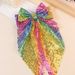 European And American New Sequins Double Layer Mesh Oversized Bow Spring Clip Long Floating Headdress Hairpin Fashionable Daily Girls_viptrois.com