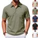 Cross-border Clothing Independent Site Summer Men's Beach Linen Polo Shirt, Loose, Casual, Simple, Collared,_viptrois.com