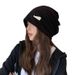 Metal Label Large Head Circumference Slouchy Beanie Women 2025 New Korean Lazy Style Cold Autumn Turban Hat For Men_viptrois.com