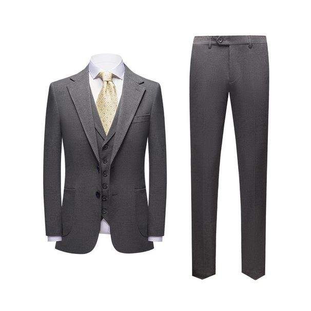 Men's slim black casual business suit three-piece men suits_viptrois.com