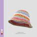 Ins Rainbow Straw Hat Summer Travel Sun Protection Bucket Hat Beach Large Brim Face Small Wool Fisherman Hat_viptrois.com