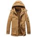 Men's Heavyweight Washed Cotton Jacket – Fleece-Lined Winter Coat With Hood (Army Green/Navy/Khaki)_viptrois.com