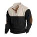 Spring Autumn 2025 Fashion Outerwear Youth Men's Stand Collar Half Button Splicing Long Sleeve Casual Slim Sweatshirts_viptrois.com