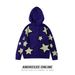 Men's Clothing Star Design Knitted Long Sleeved Hooded Sweater Knitted Cardigan Coat Stars Print Hooded Knit Cardigan - Unisex Oversized Sweater_viptrois.com