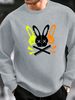 Men's Loose Casual Fashionable Skull Rabbit Pattern Printed Round Neck Long Sleeved Pullover Hoodie For Autumn And Winter_viptrois.com