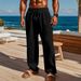 Men's Casual Long Pants Loose Straight Leg With Vertical Stripes Mid High Waist Wide Leg_viptrois.com