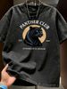 Summer Washed Cotton T-Shirt, Men's Panther Club 1987 Print, Retro Street Style, Casual Oversized Tee_viptrois.com