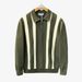 Men’S Oversized Polo Knit Sweater – Half-Zip Textured Pullover, Breathable & Stretch Polyester (Black/White/Green) – Comfort Fit_viptrois.com