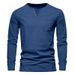 Autumn Winter Casual V-Neck Fashion Trend Sports Slim Pocket Men's T-Shirt Long Sleeve Top_viptrois.com