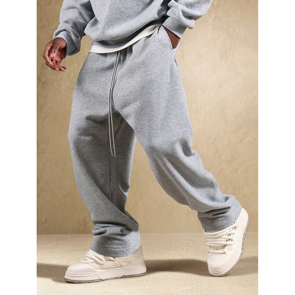 Men's Casual Hoodie & Jogger Set - Soft Polyester Streetwear Outfit For Everyday Comfort (Black/Grey, S-XXL)_viptrois.com