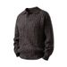 Premium Classic Knit Polo Shirt For Men - Cable Stitch Business Casual Sweater - White Grey, Black Grey, Burgundy, Coffee_viptrois.com