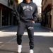 Men's Clothing Sportswear Tracksuit Casual Hoodie & Jogger Pants Set - Stylish Letter Print, Fleece-Lined Comfort, Loose Fit For Gym & Daily Wear_viptrois.com
