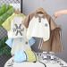 Two Piece Of Men's New Short Sleeved Sloping Shoulder Children's Clothing 2025 Baby Summer Set Handsome And Stylish Back_viptrois.com