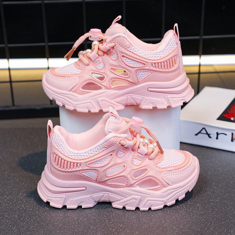 Children's Sports Shoes 2025 Spring And Summer New Girls' Dad Shoes Breathable Mesh Casual Versatile Boys' Running Shoes_viptrois.com