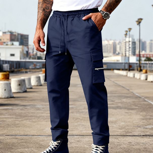 Men's Cargo Jogger Pants – Multi-Pocket Tapered Workwear Pants With Drawstring Waist (S-XXXL, Polyester, Breathable, Machine Washable)_viptrois.com