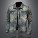 Men's Clothing Long Sleeved Lapel Cardigan Denim Jacket For Boys Niche Design Trendy Cool Personality_viptrois.com